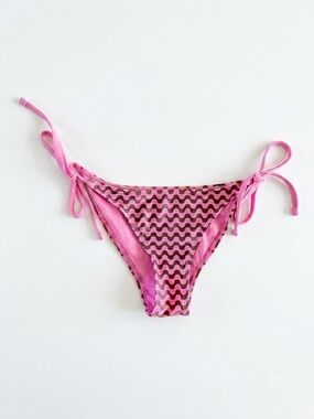 wild fable Pink & Brown Wave Side Tie Bikini Bottom Size XS 0-2 Retro Y2K Beach